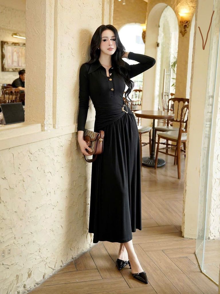 Đầm zara tay dài màu đen