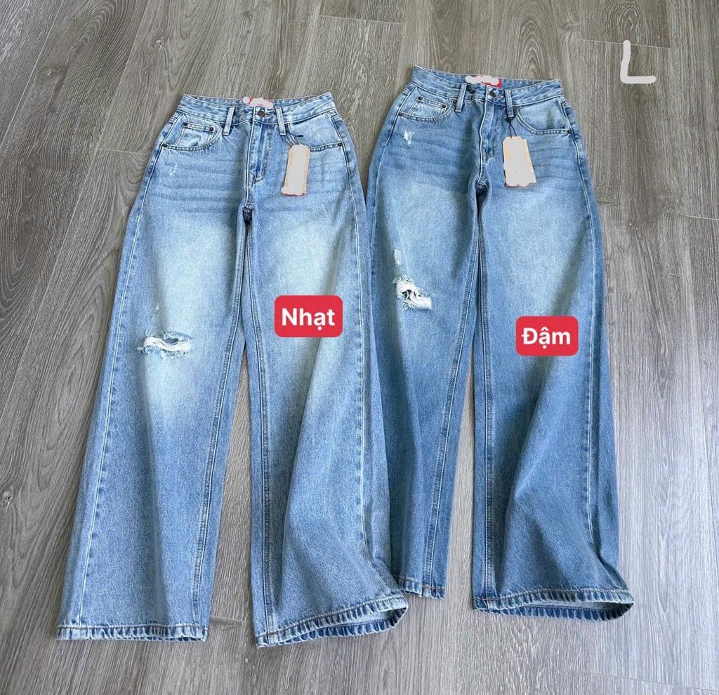 Quần jean suông rách nữ mã L22125