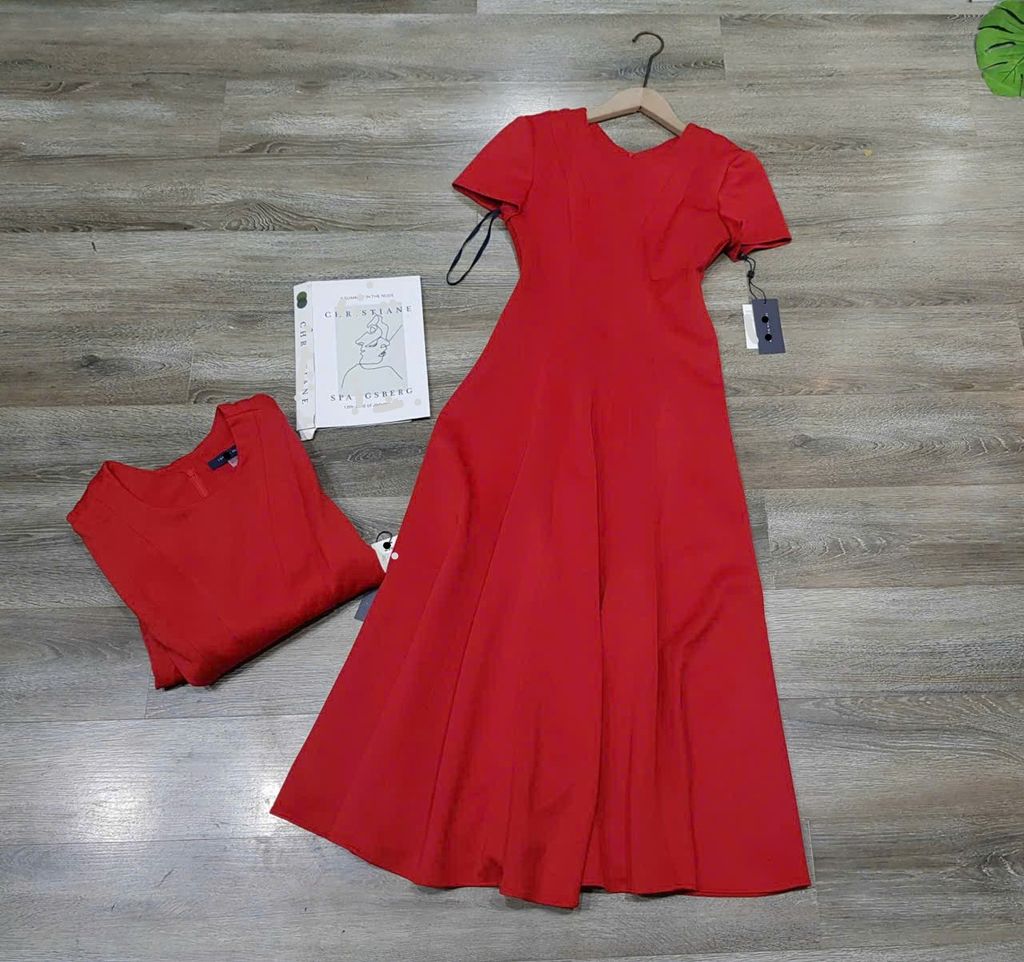 Đầm Tommy màu dỏ dáng dài mã 14085
