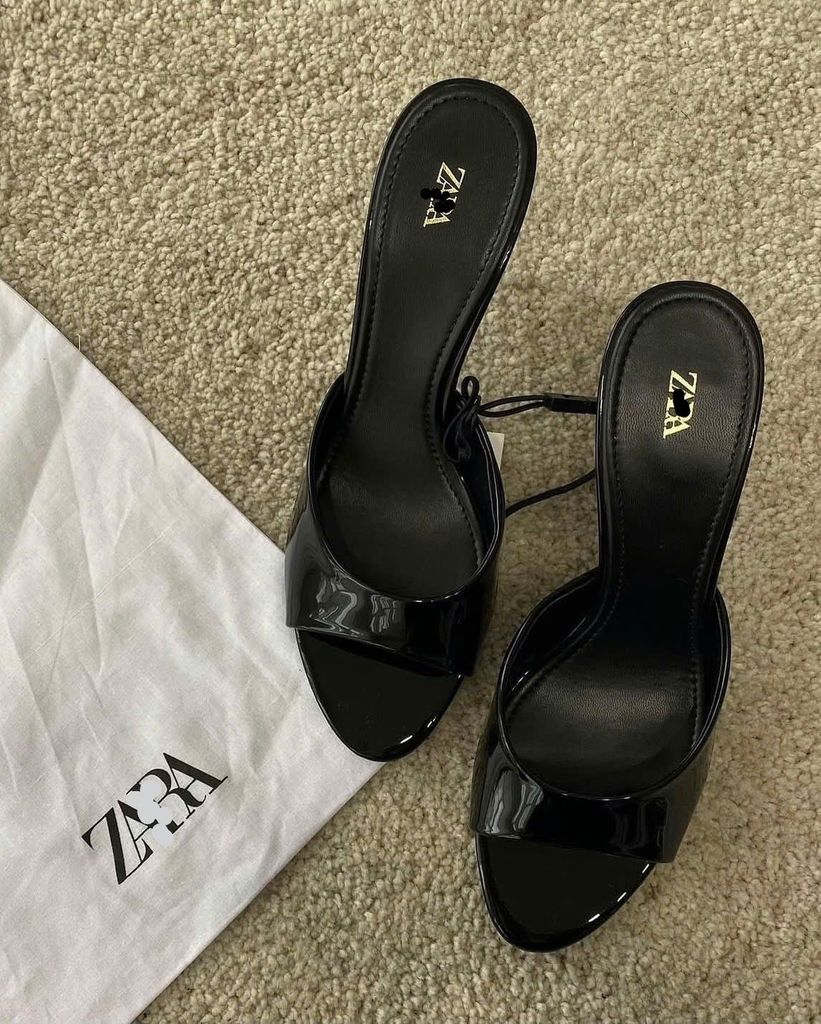 Dép Nữ Zara màu đen gót 6.5P