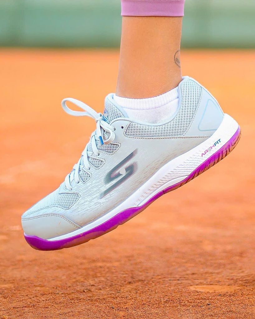 Giày skecchers nữ Xám Phối Tím 25105