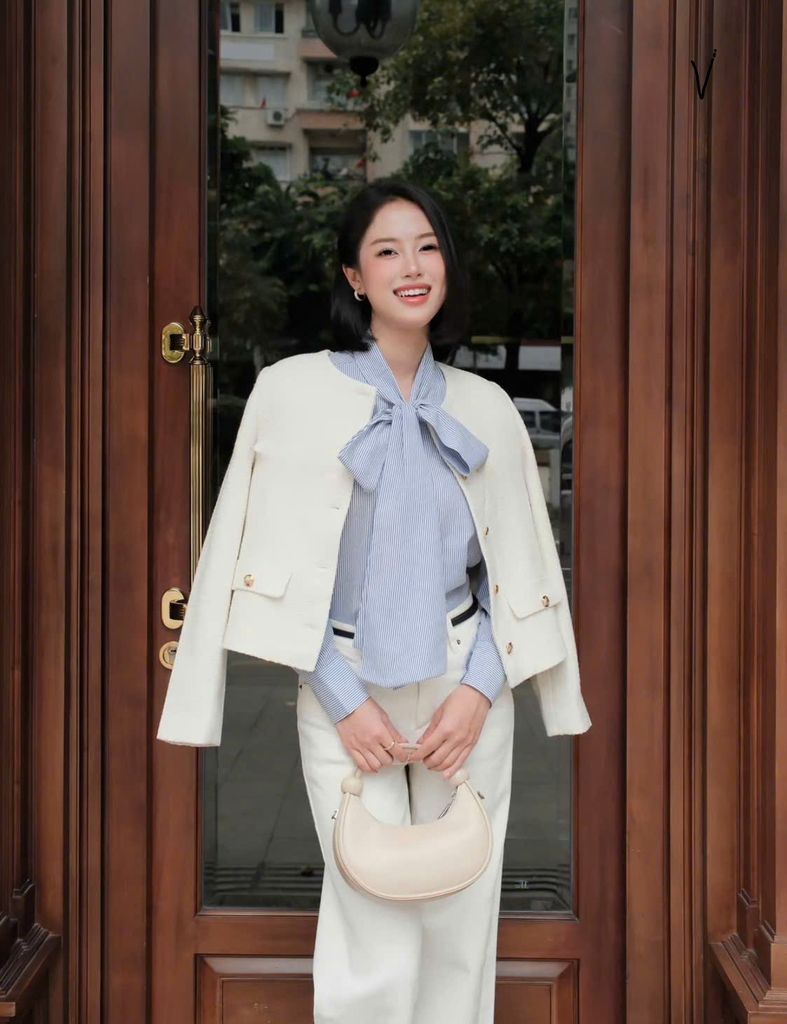 Áo khoác dạ nguyên chip zara màu trắng