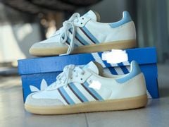 Giày nữ samba phối sọc xanh mã 21125