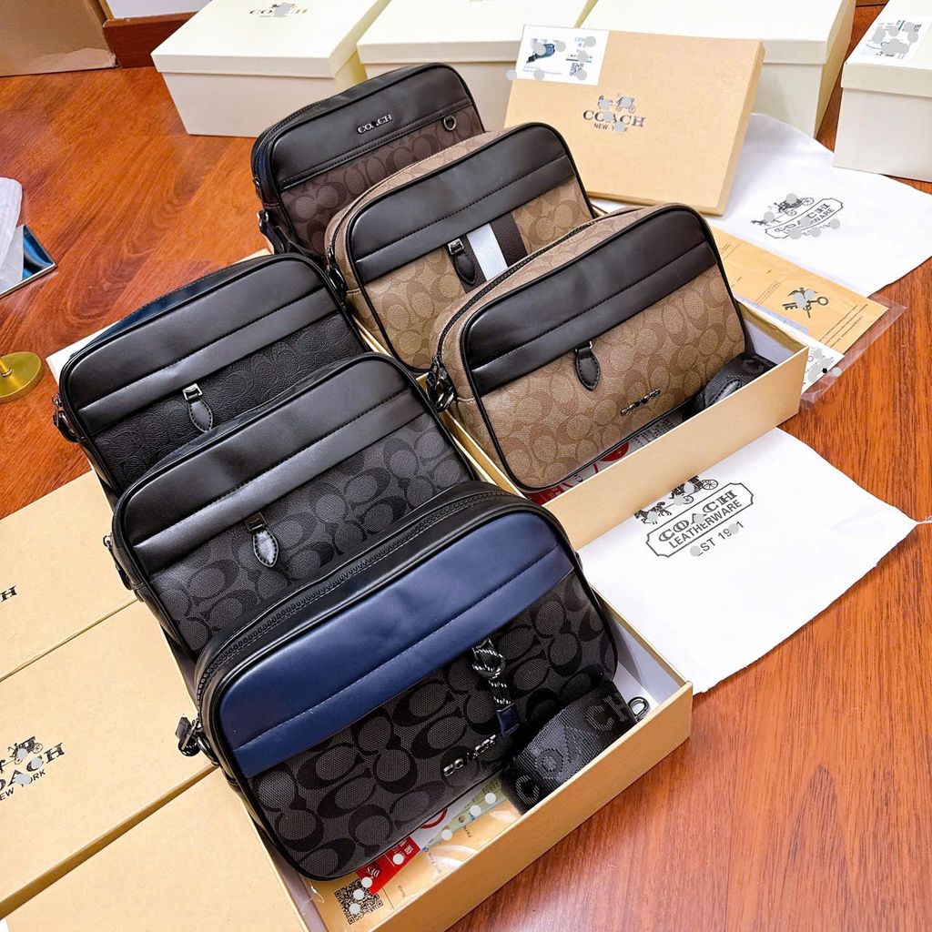 COACCH Graham Men's Crossbody Bag Fullbox Seal C09008 XANH ĐEN C