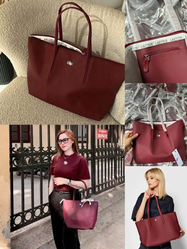 Túi Tote Lacoste Torebka L Shopping Bag Màu Đỏ Rươu