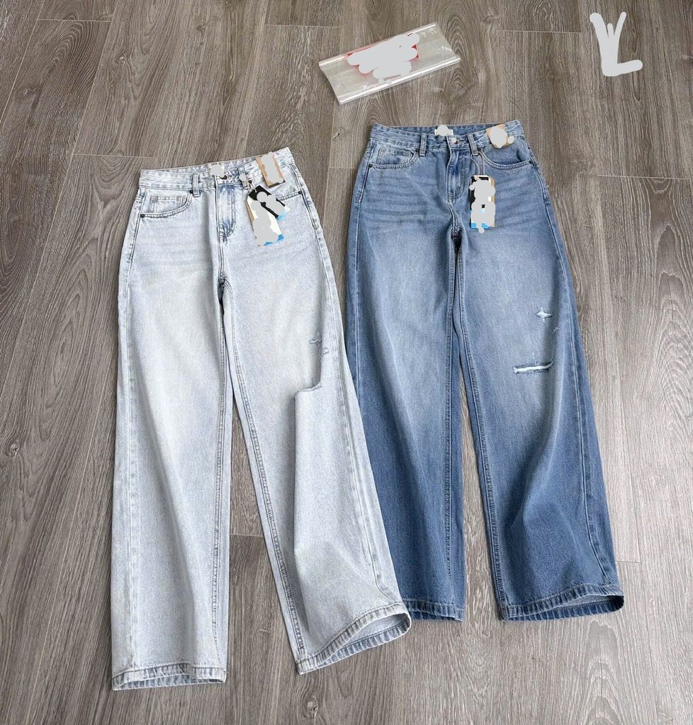 Quần jean nữ suông rách nhẹ L mã 07095