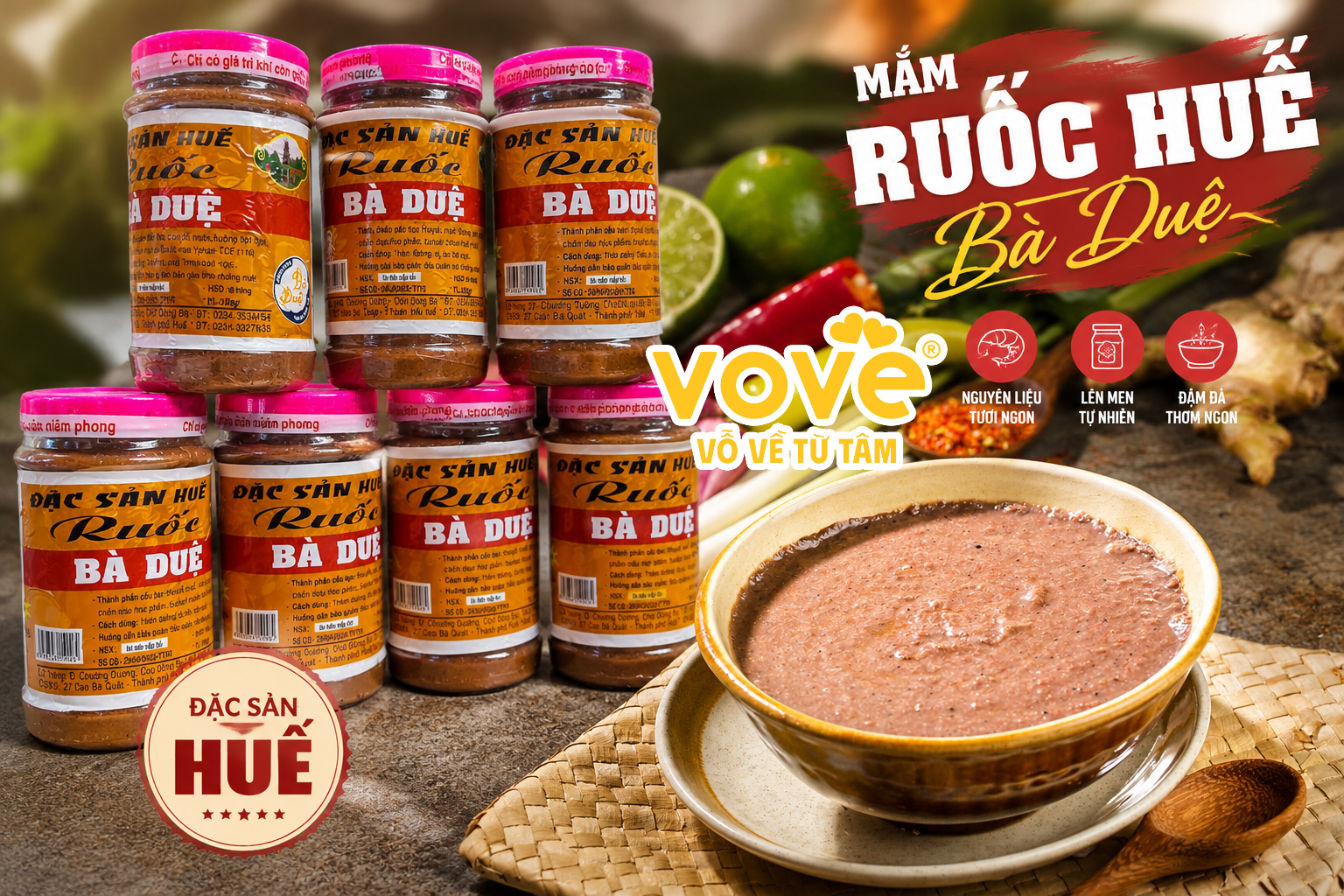  [Có Xuất VAT] Mắm Ruốc Huế hiệu Bà Duệ (nhiều loại, chuyên cho nấu bún bò) 