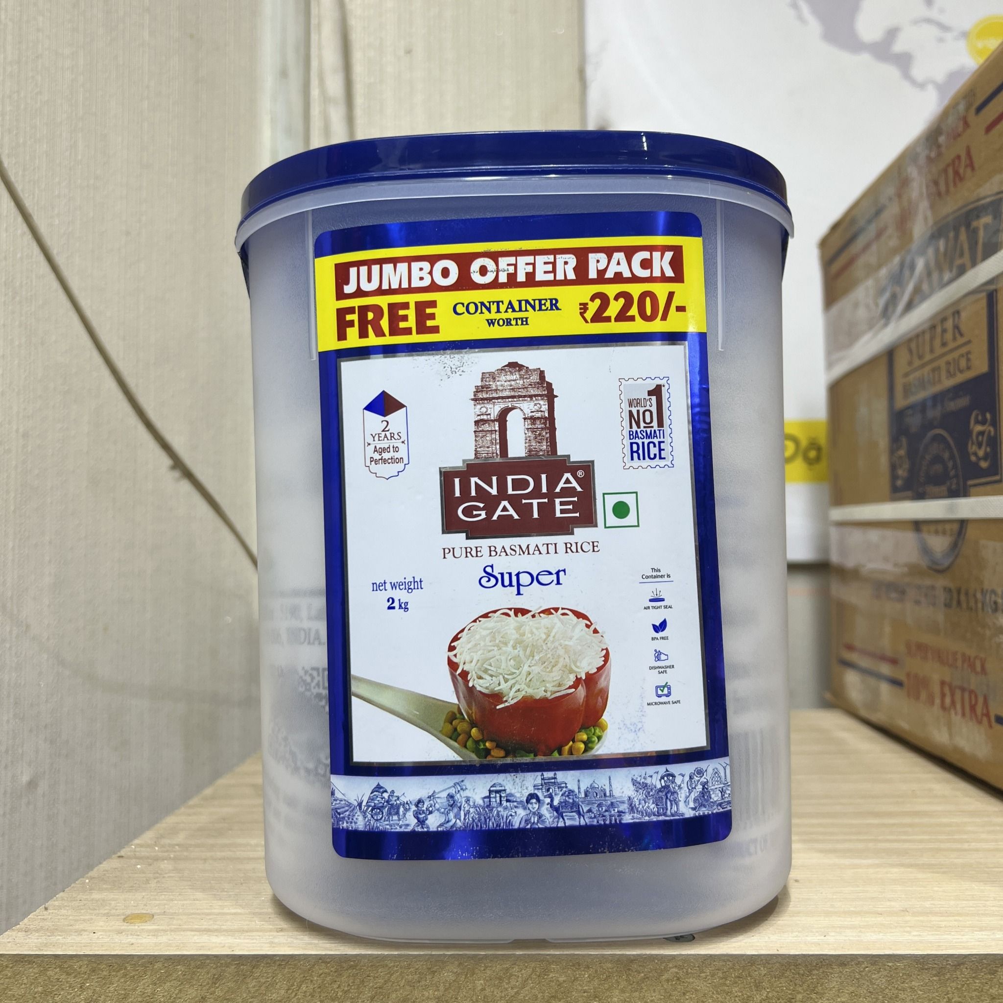  Gạo hạt dài Ấn Độ INDIA GATE Super Basmati Rice, phù hợp người tiểu đường, giảm cân, 2kg 