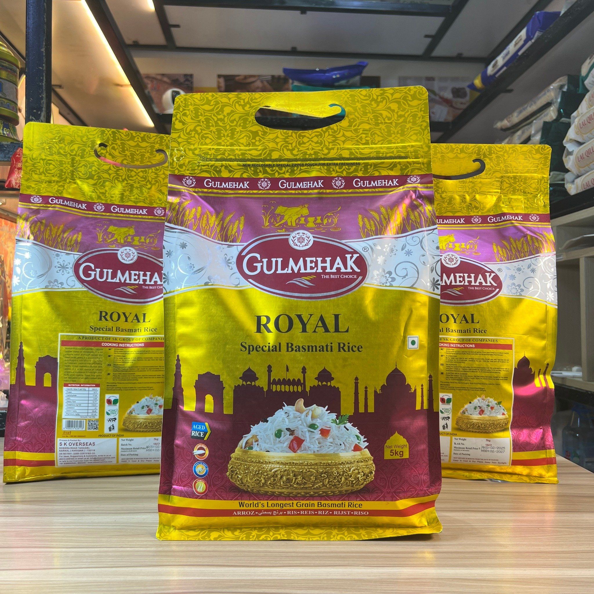  Gạo hạt dài Ấn Độ GULMEHAK ROYAL Basmati Rice, phù hợp người tiểu đường, giảm cân 5kg 