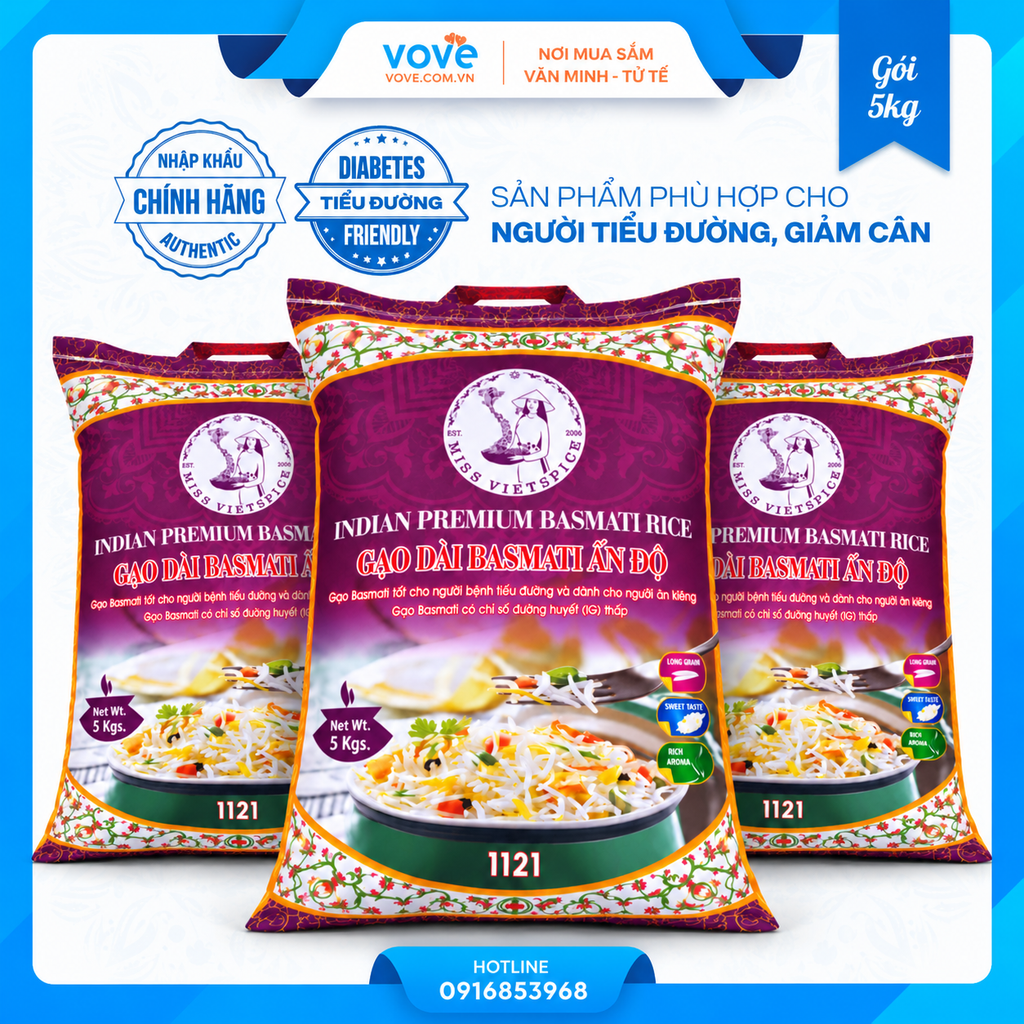 tui 5kg gao basmati an do hat dai premium 1121 tot cho nguoi tieu duong