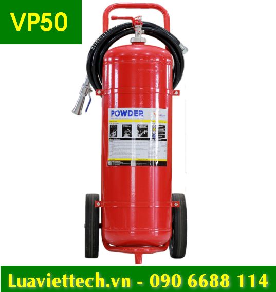  Bình chữa cháy xe đẩy bột ABC 50kg VinaFoam VP50, có tem kiểm định 