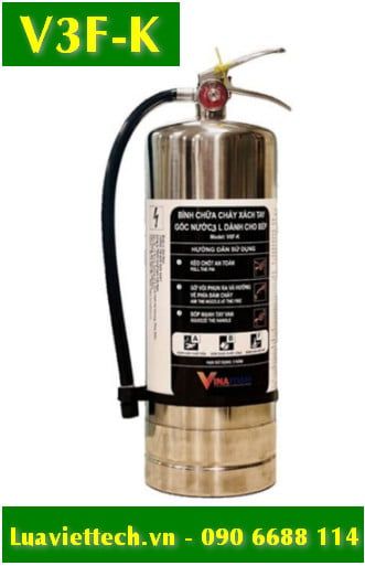  Bình chữa cháy VinaFoam inox xách tay gốc nước 3 lít dành cho bếp V3F-K, có tem kiểm định 