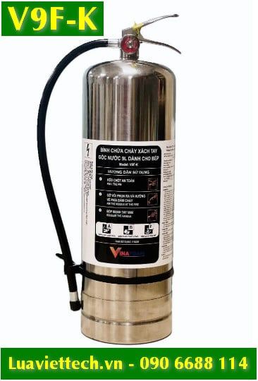  Bình chữa cháy VinaFoam inox xách tay gốc nước 9 lít dành cho bếp V9F-K, có tem kiểm định 