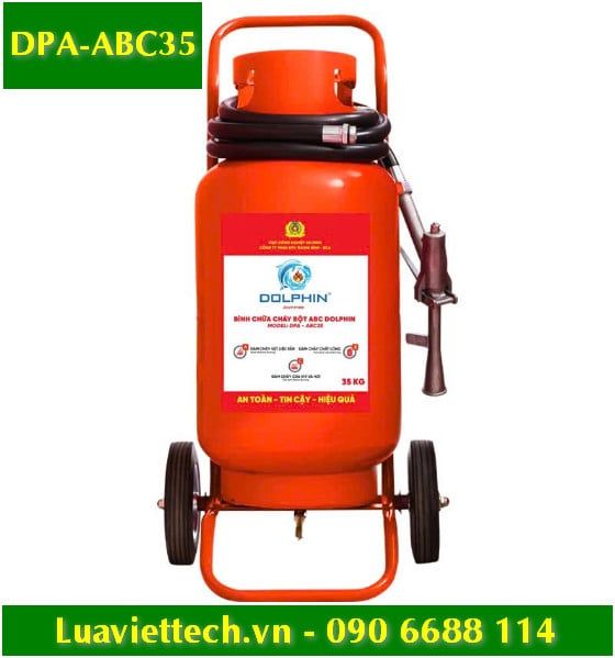  Bình chữa cháy bột ABC dạng xe đẩy Dolphin DPA-ABC35 có tem kiểm định 