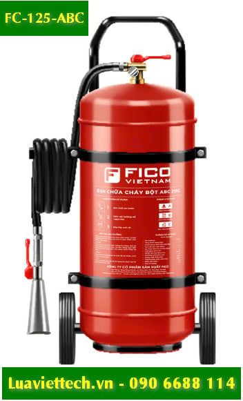  Bình chữa cháy xe đẩy bột ABC 25kg FC-125-ABC, hiệu Fico Việt Nam, có tem kiểm định 
