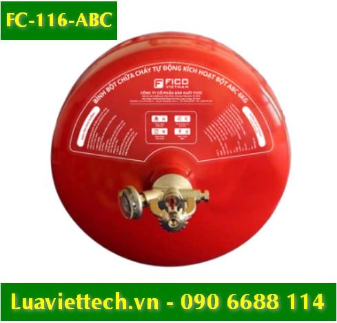  Bình chữa cháy tự động kích hoạt bột ABC 6kg FC-116-ABC, hiệu Fico Việt Nam, có tem kiểm định 
