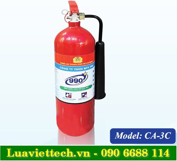 Bình chữa cháy 990 loại khí CO2 3kg CA-3C có kiểm định 