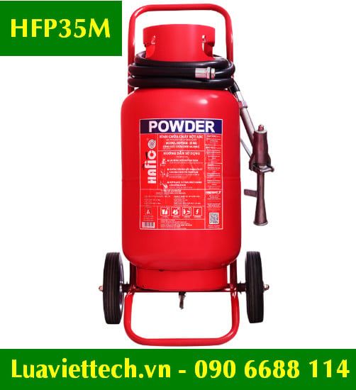  Bình chữa cháy bột khô ABC 35kg Hafico HFP35M xe đẩy di động CÓ TEM KIỂM ĐỊNH 
