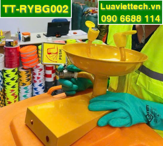  Bồn rửa mắt khẩn cấp dạng chậu gắn tường inox 304 sơn phủ màu vàng TT-RYBG002 