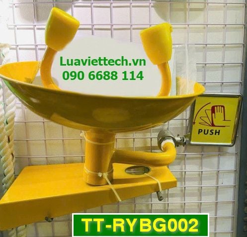  Bồn rửa mắt khẩn cấp dạng chậu gắn tường inox 304 sơn phủ màu vàng TT-RYBG002 