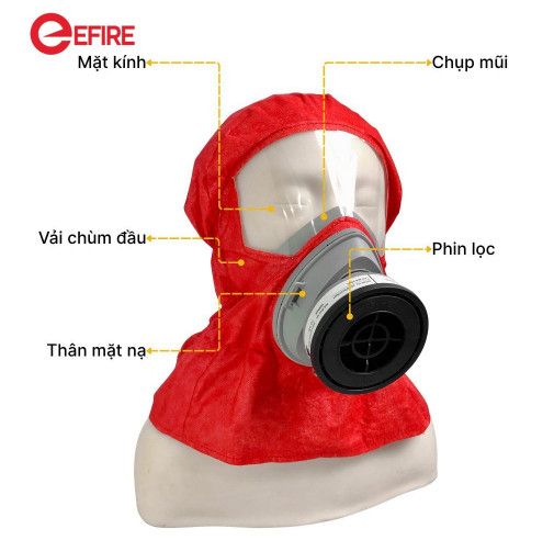  Mặt nạ phòng độc EFIRE EH60a - Mặt nạ lọc độc chuyên dụng cho phòng cháy chữa cháy 