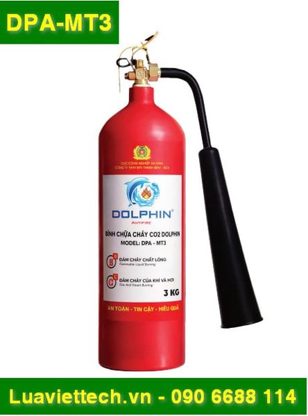  Bình chữa cháy khí CO2 3kg Dolphin DPA-MT3 có tem kiểm định 