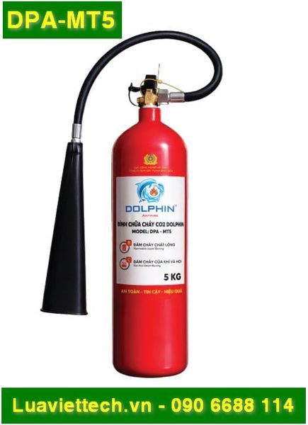  Bình chữa cháy khí CO2 5kg Dolphin DPA-MT5 có tem kiểm định 