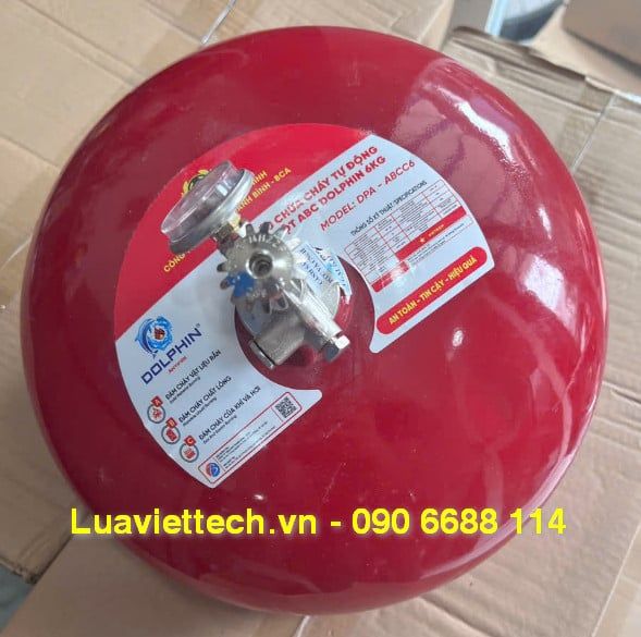  Bình cầu chữa cháy tự động bột ABC 6kg Dolphin DPA-ABCC6 có tem kiểm định 