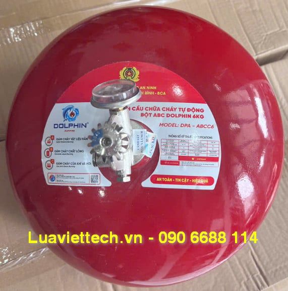  Bình cầu chữa cháy tự động bột ABC 6kg Dolphin DPA-ABCC6 có tem kiểm định 