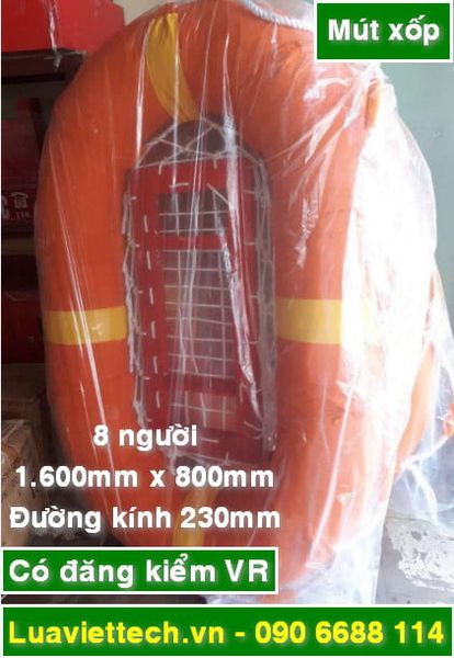  Phao bè cứu sinh, có đăng kiểm VR chất liệu mút xốp, loại 8 người, 1.600 x 800mm x đường kính 230mm 