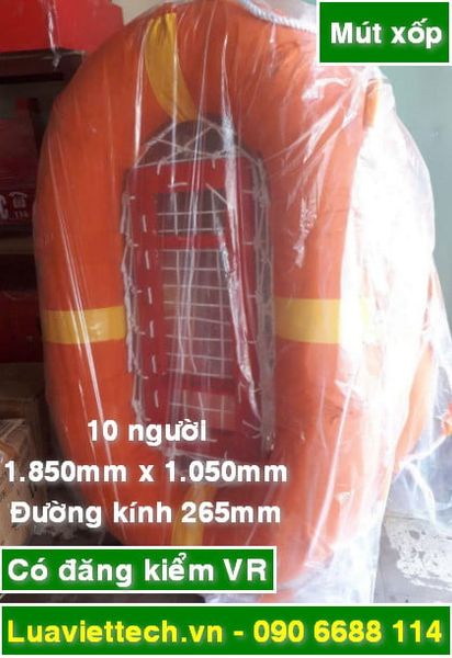  Phao bè cứu sinh, có đăng kiểm VR chất liệu mút xốp, 10 người, 1.850 x 1050mm x đường kính 265mm 