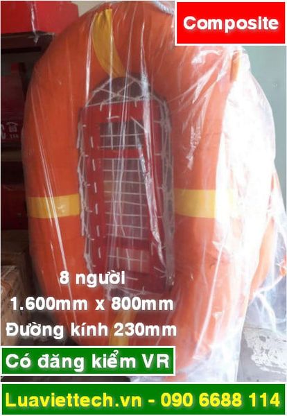  Phao bè cứu sinh, có đăng kiểm VR chất liệu Composite, 8 người, 1.600 x 800mm x đường kính 230mm 