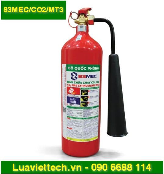  Bình chữa cháy khí CO2 83MEC Bộ Quốc Phòng 3kg 83MEC/CO2/MT3 