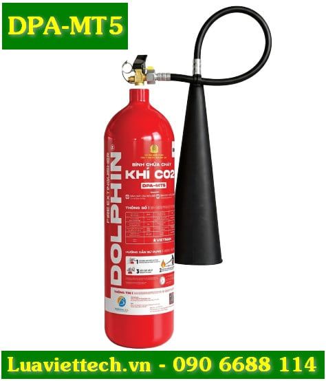  Bình chữa cháy khí CO2 5kg Dolphin DPA-MT5 có tem kiểm định 