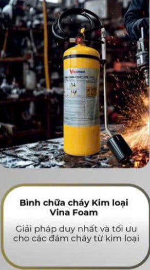  Bình chữa cháy Vinafoam chuyên dụng đám cháy kim loại, bột chữa cháy KCl 8kg, có tem kiểm định 