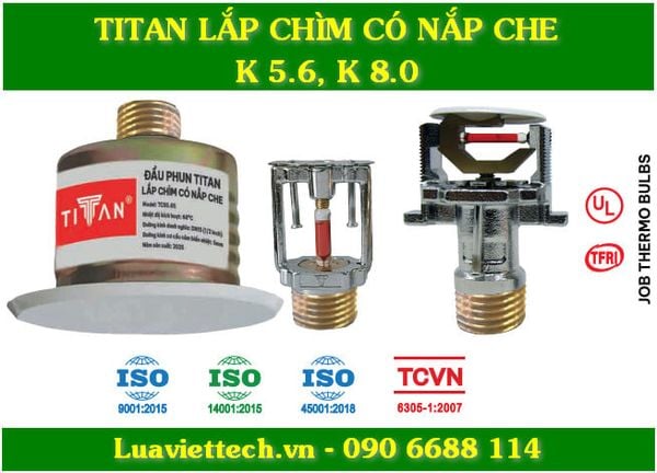  Đầu phun Sprinkler Titan lắp chìm có nắp che K 5.6, K 8.0 