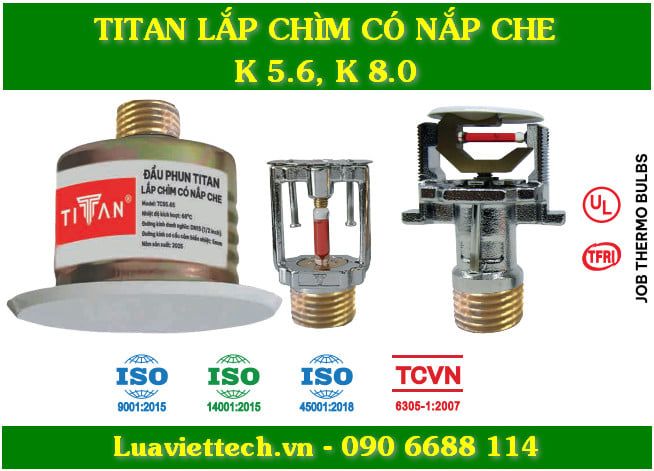  Đầu phun Sprinkler Titan lắp chìm có nắp che K 5.6, K 8.0 