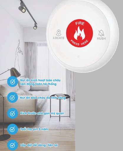  Nút ấn khẩn cấp tròn báo cháy không dây SafeFire SF-X_BASE HM2EB-W pin tới 2 năm, bảo hành 12 tháng 