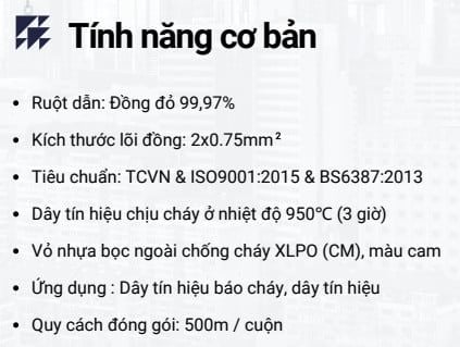  DÂY TÍN HIỆU CHỐNG CHÁY HUVIRON HU-FCMR 2x0.75 