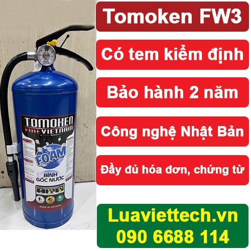  Bình chữa cháy Tomoken gốc nước 3 lít FW3, có tem kiểm định 