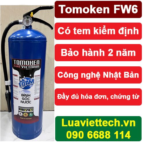 Bình chữa cháy Tomoken gốc nước 6 lít FW6, có tem kiểm định 