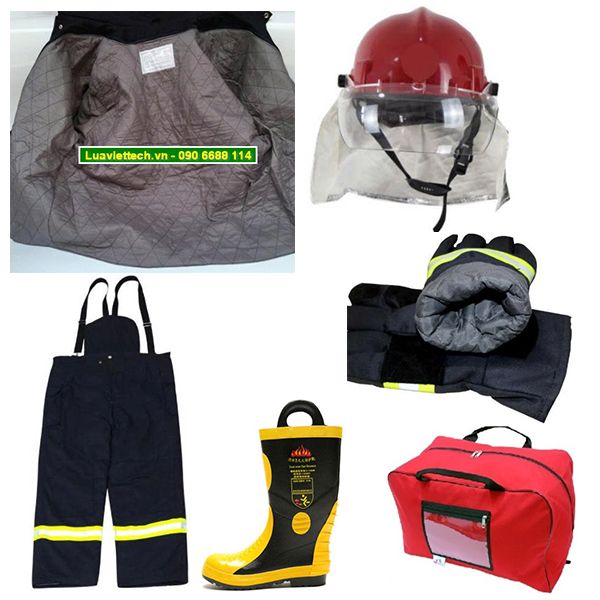  Trang phục chữa cháy NOMEX chịu được nhiệt độ 500 độ C (Quần áo, mũ, ủng, găng tay, túi đựng) 