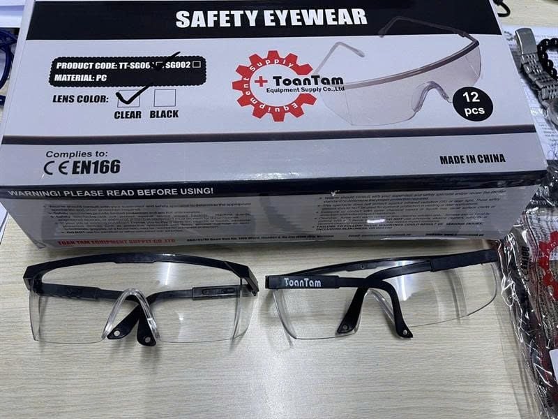  Kính BHLĐ gọng đen, tròng trắng 805, chuẩn CE (12 cái/hộp-480 cái thùng) 