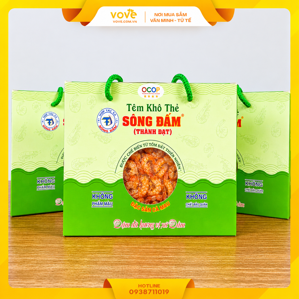 Tôm khô thẻ Cà Mau thiên nhiên loại đặc biệt, 250gr