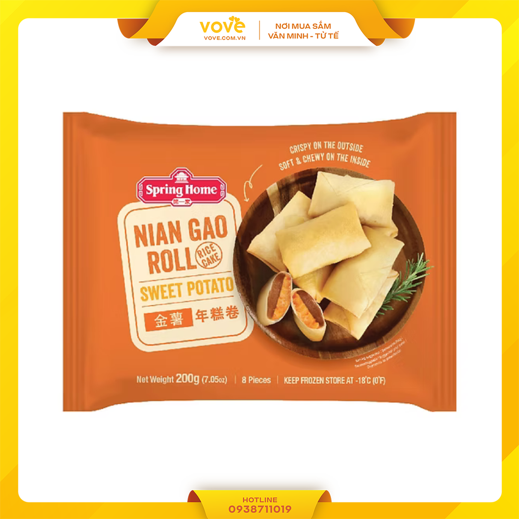 [Halal] Bánh gạo cuộn nhân khoai lang Spring Home Nian Gao Roll 200gr (8 miếng)