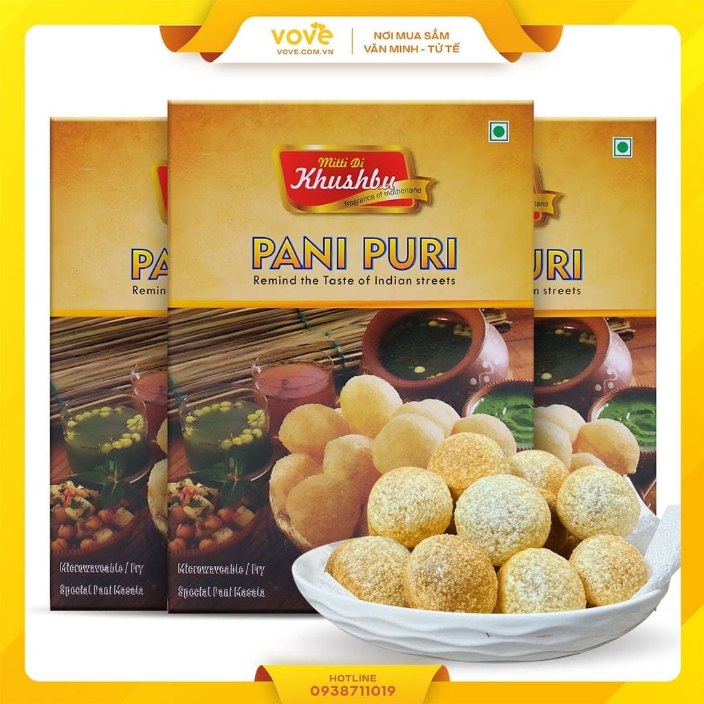 Bánh phồng chiên Pani Puri 100gr Ấn Độ hiệu MITTI - Có gói gia vị