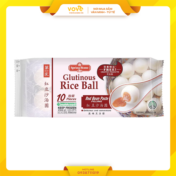  [Halal] Bánh trôi nước nhân đậu đỏ Spring Home 200gr - Glutinous Rice Ball Red Bean Paste (10 viên) 
