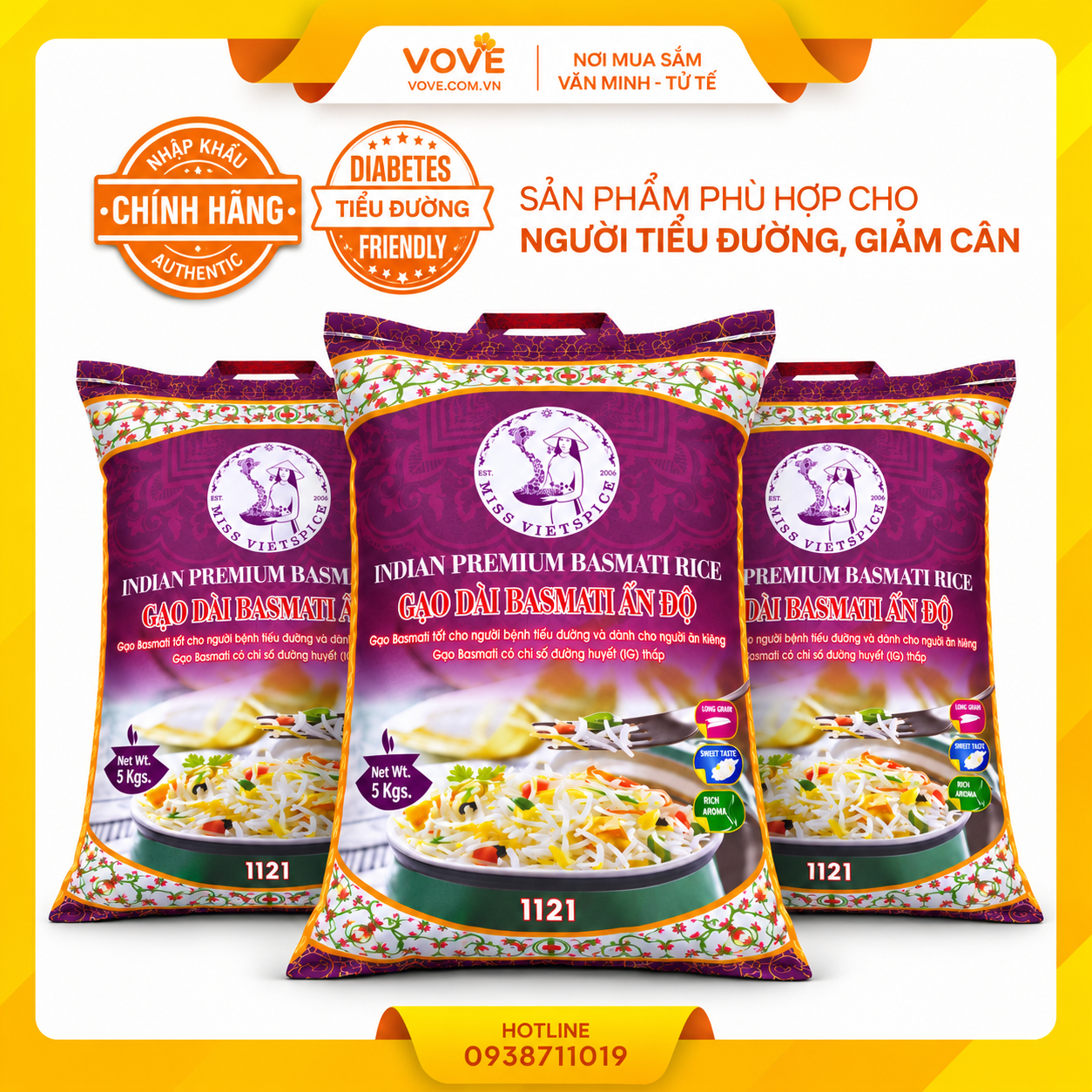 tui 5kg gao hat dai an do basmati premium 1121 tot cho nguoi tieu duong