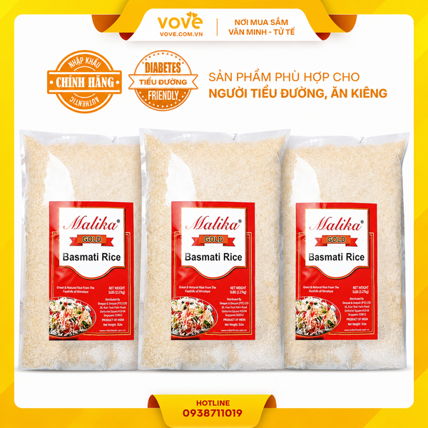  Gạo Ấn Độ Basmati MALIKA dành người tiểu đường, ăn kiêng, 5kg 