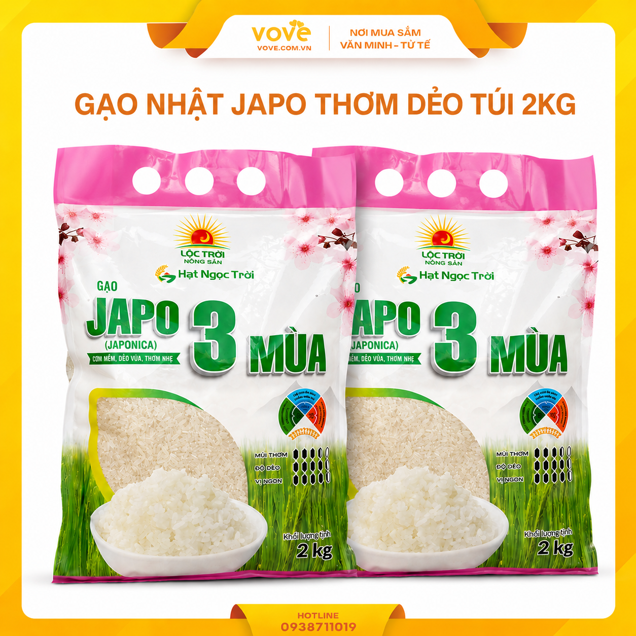 gao japo japonica 3 mua gao giong nhat thom deo 2kg